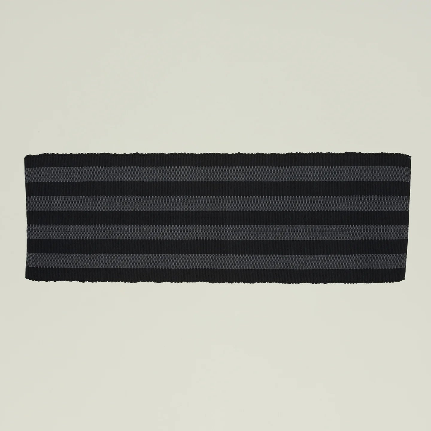 Golden Linen Essential Floor Runner in Black with tonal stripe