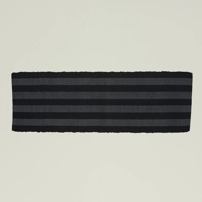 Golden Linen Essential Floor Runner in Black with tonal stripe