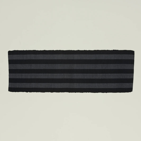 Golden Linen Essential Floor Runner in Black with tonal stripe
