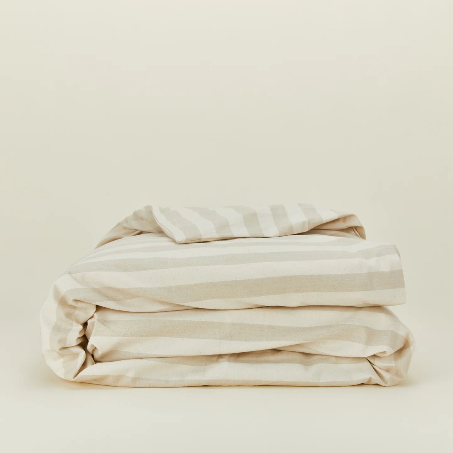 Golden Linen Essential Striped Duvet in Ivory and Flax - 100% Cotton Bedding