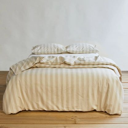 Essential Striped Duvet - Ivory/Flax
