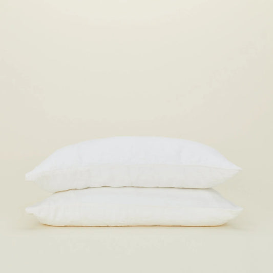 Golden Linen Simple Linen Pillowcases, Set of 2 - White