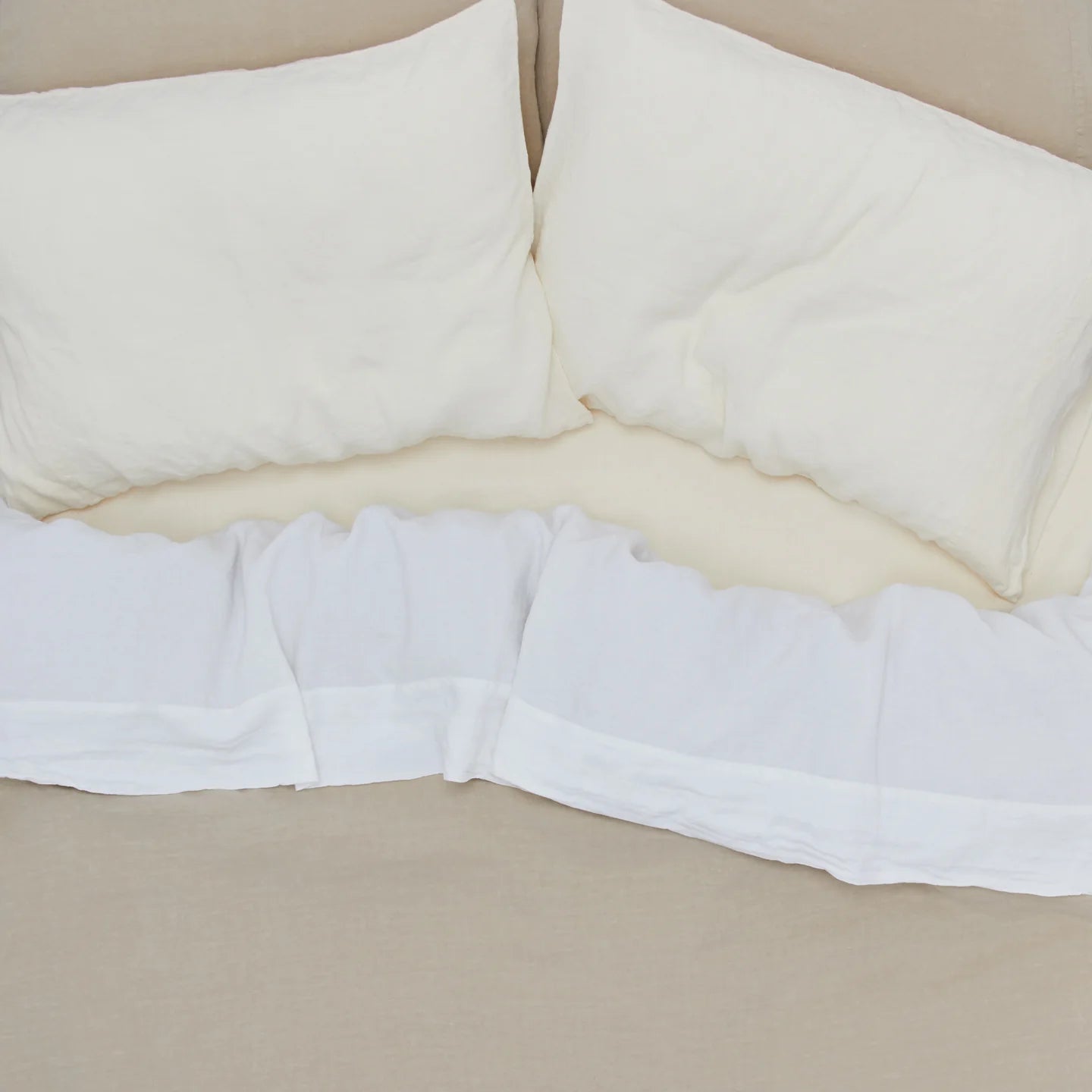 Simple Linen Pillowcases, Set of 2 - White