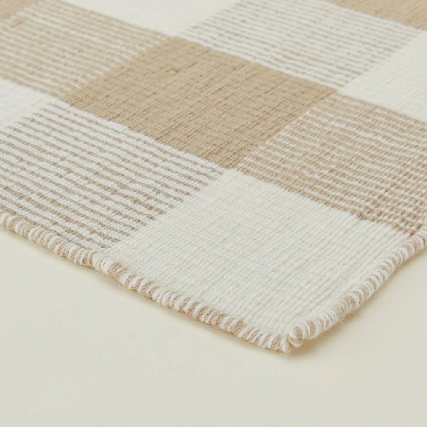 Simple Plaid Rug - Ivory/Flax | New Zealand Wool
