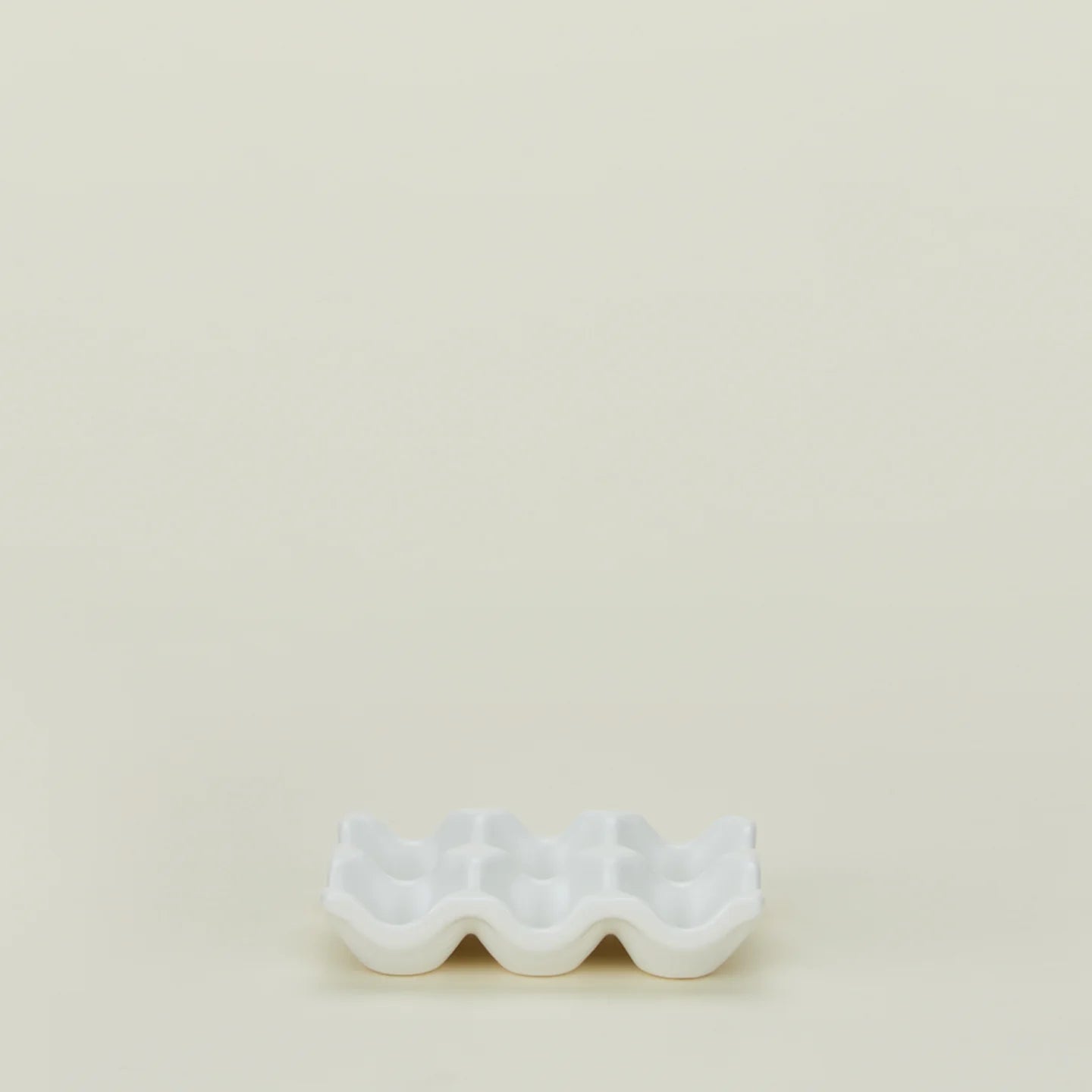 Golden Linen White Ceramic Half Dozen Egg Holder