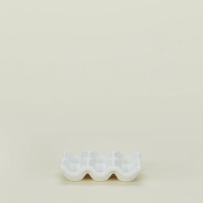 Golden Linen White Ceramic Half Dozen Egg Holder