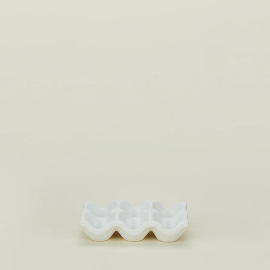 Golden Linen White Ceramic Half Dozen Egg Holder