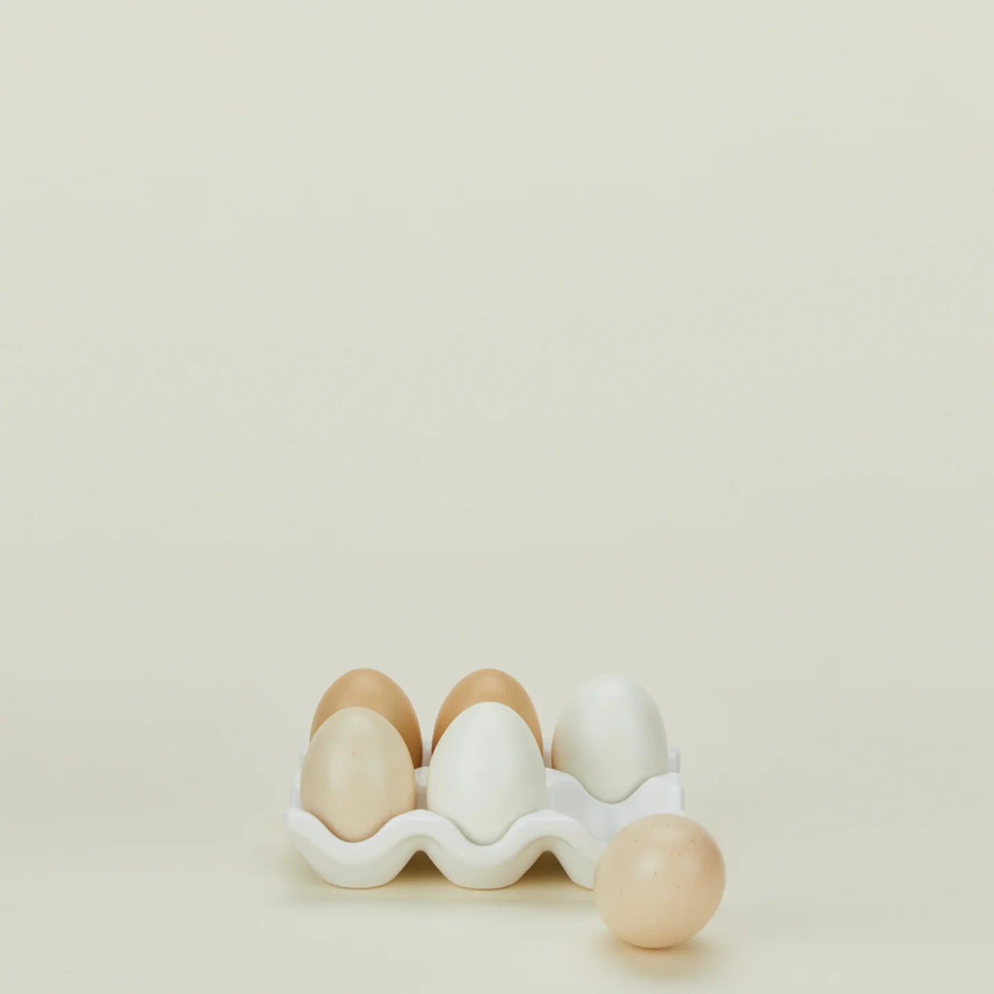White Ceramic Half Dozen Egg Holder