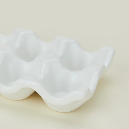 White Ceramic Half Dozen Egg Holder