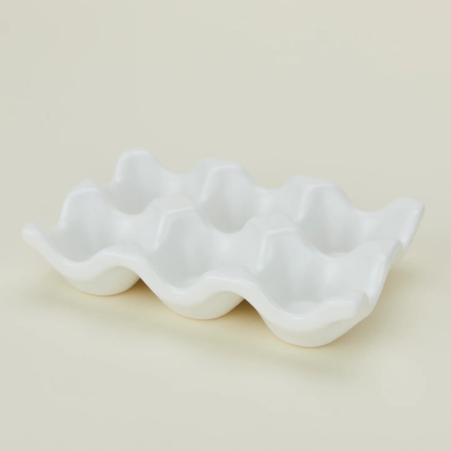 White Ceramic Half Dozen Egg Holder