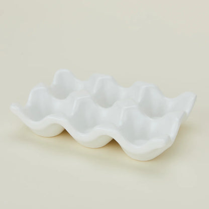 White Ceramic Half Dozen Egg Holder