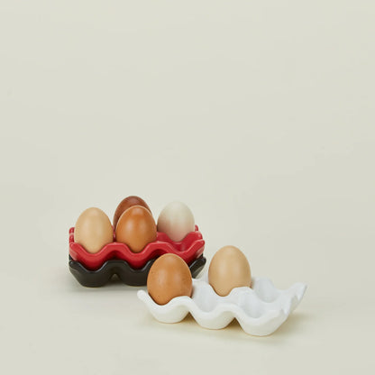 White Ceramic Half Dozen Egg Holder